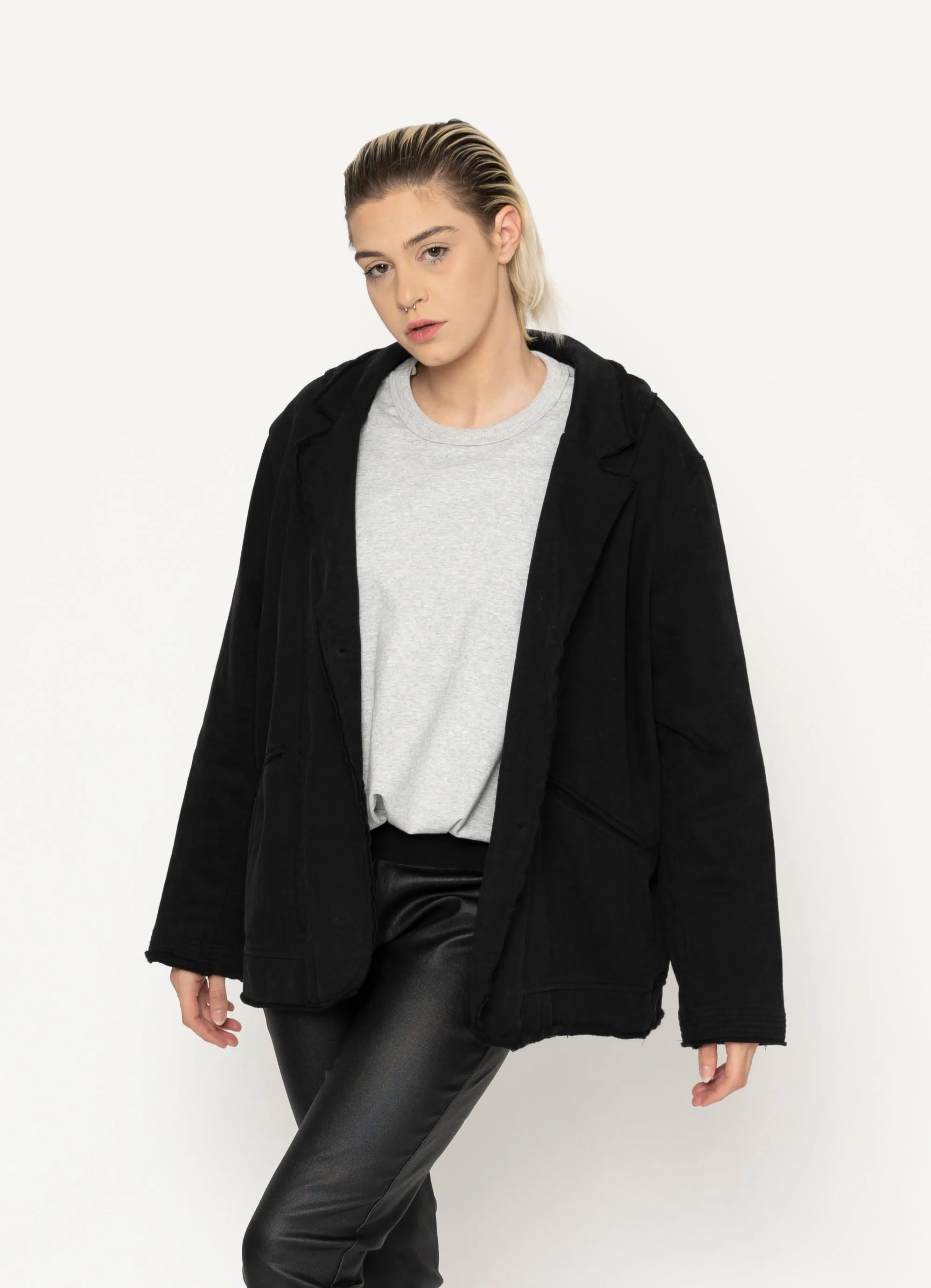 Indie Sweatshirt Jacket - Black