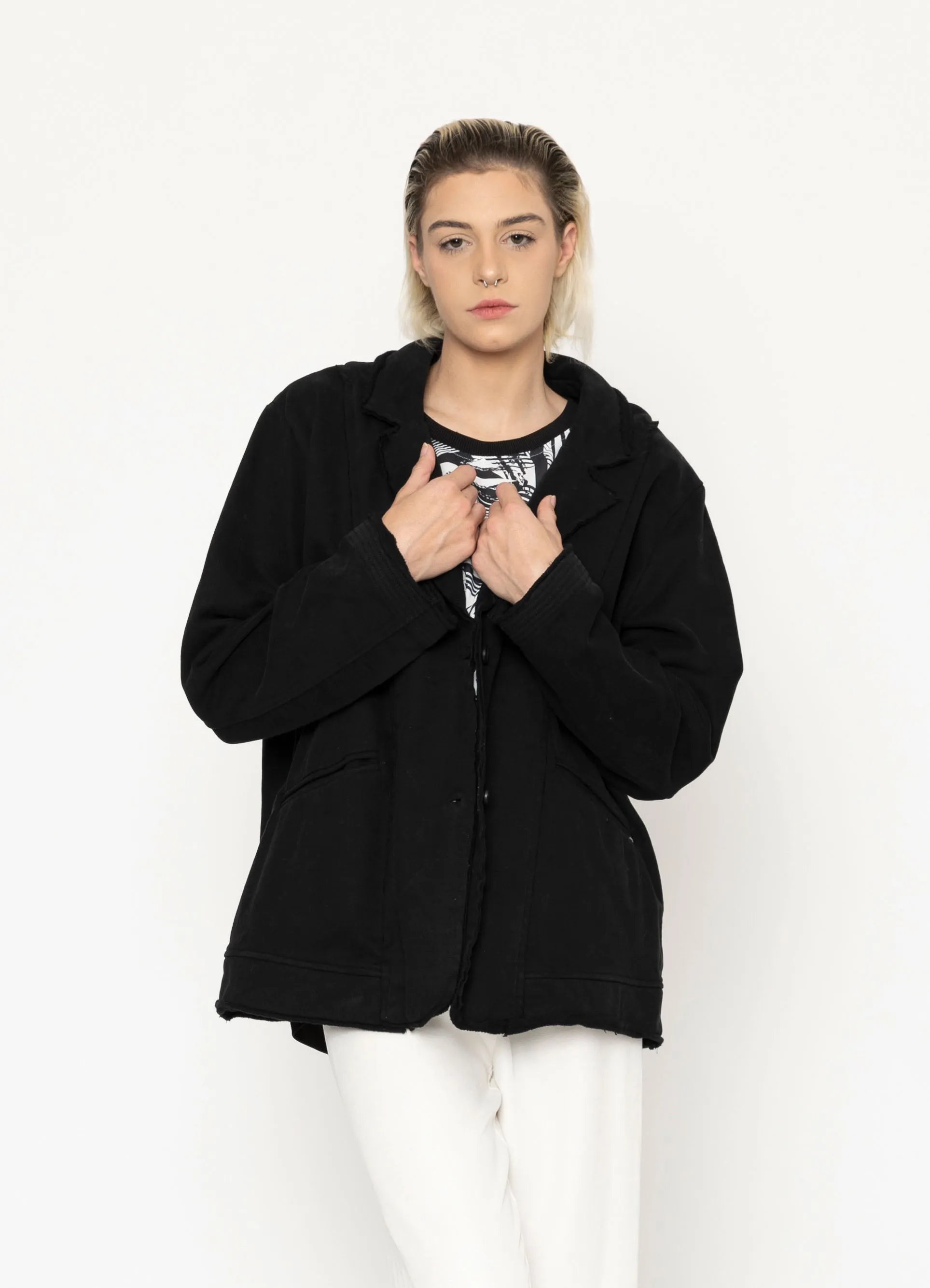 Indie Sweatshirt Jacket - Black