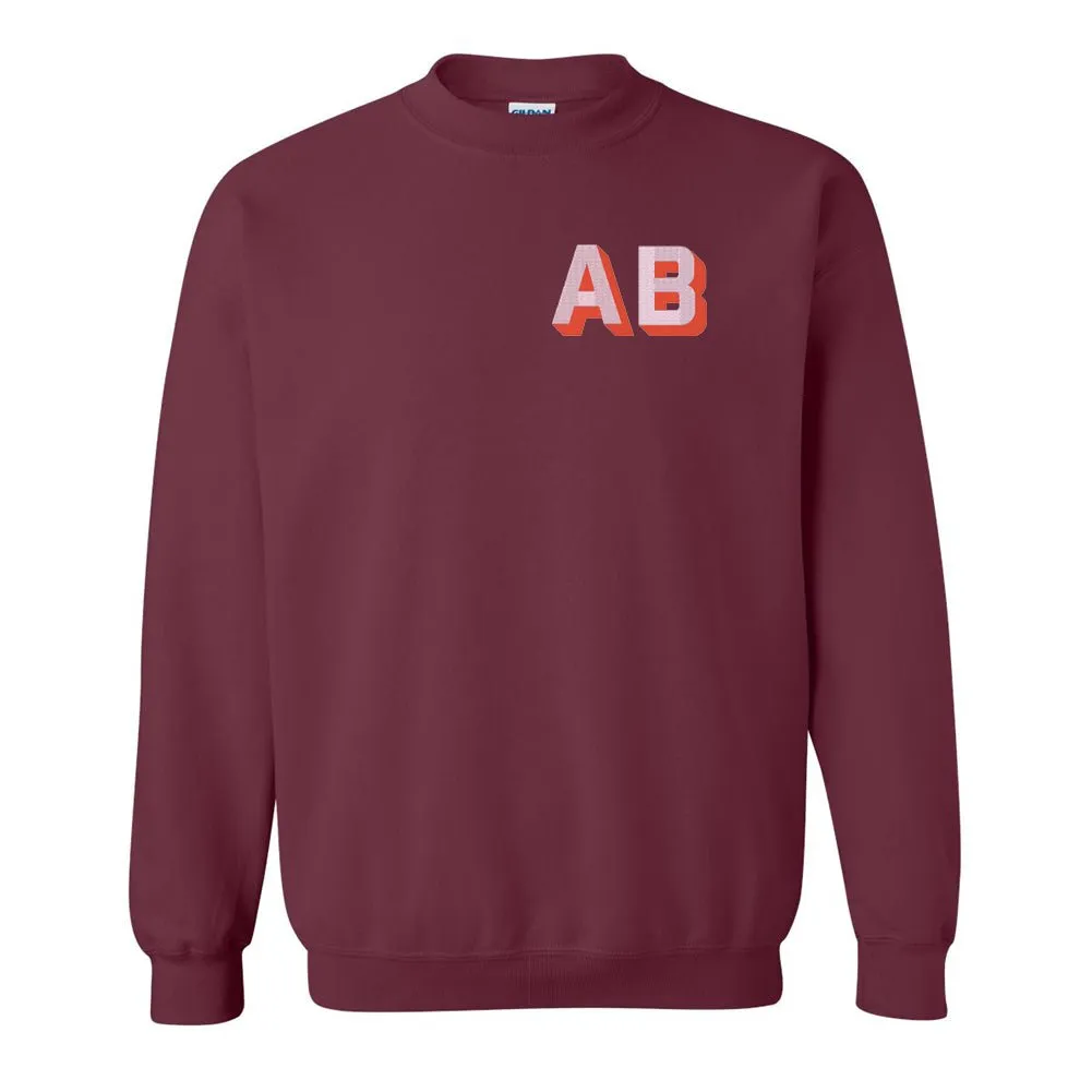 Initialed Shadow Block Letters Crewneck Sweatshirt