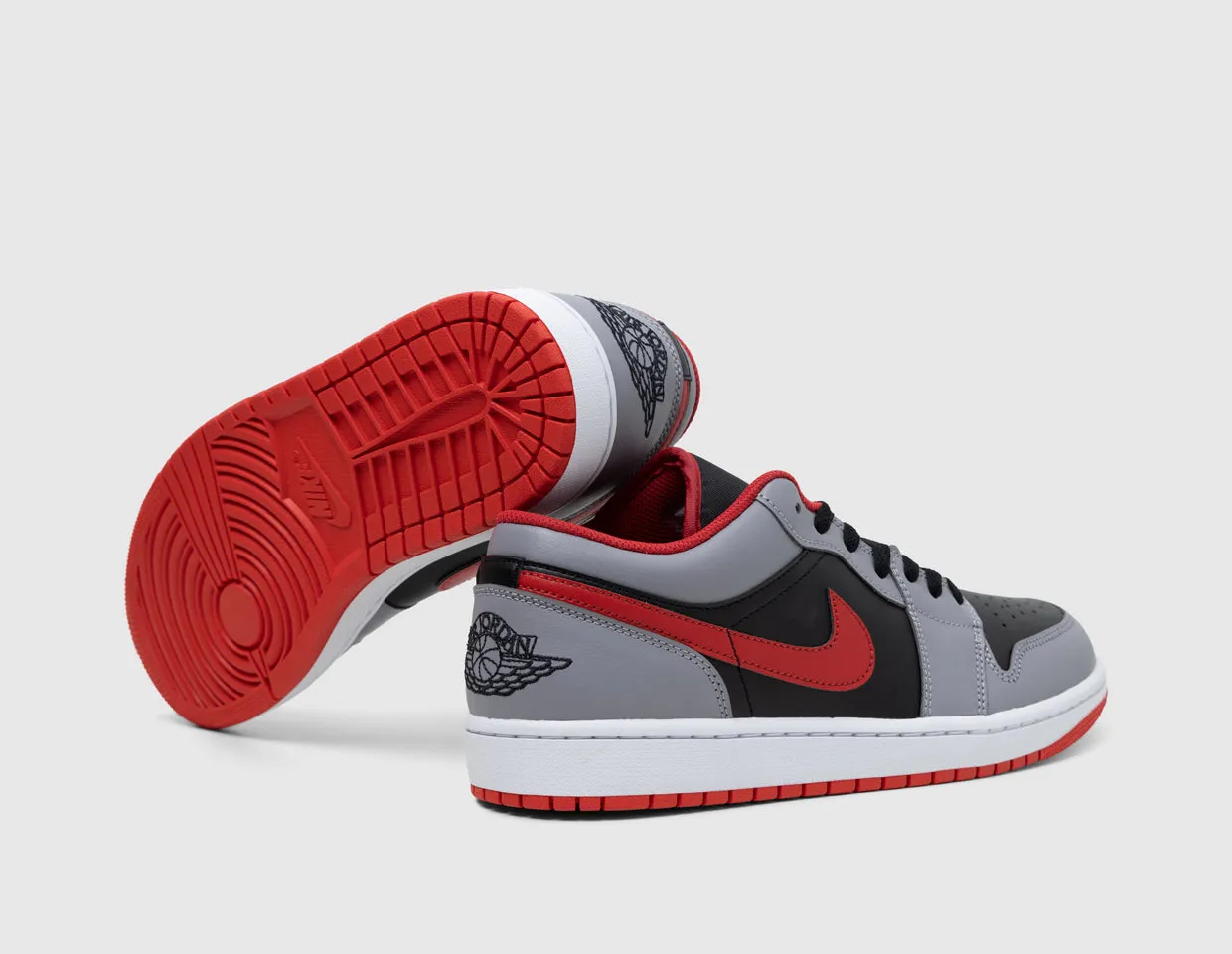 Jordan 1 Low Black / Fire Red - Cement Grey