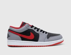 Jordan 1 Low Black / Fire Red - Cement Grey