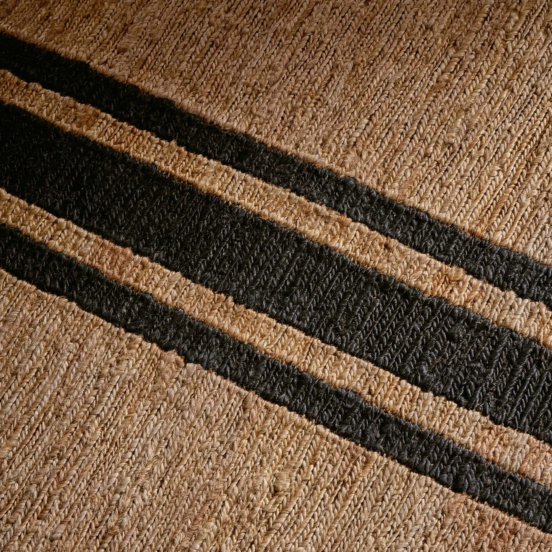 Jute Runner - Natural/Charcoal Triple Stripe