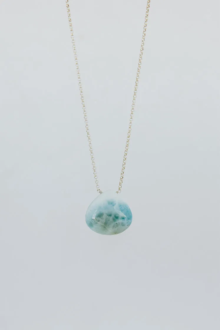 Large Larimar Single Stone Necklace