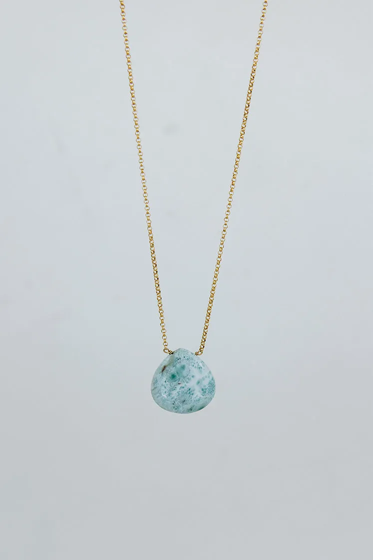 Large Larimar Single Stone Necklace