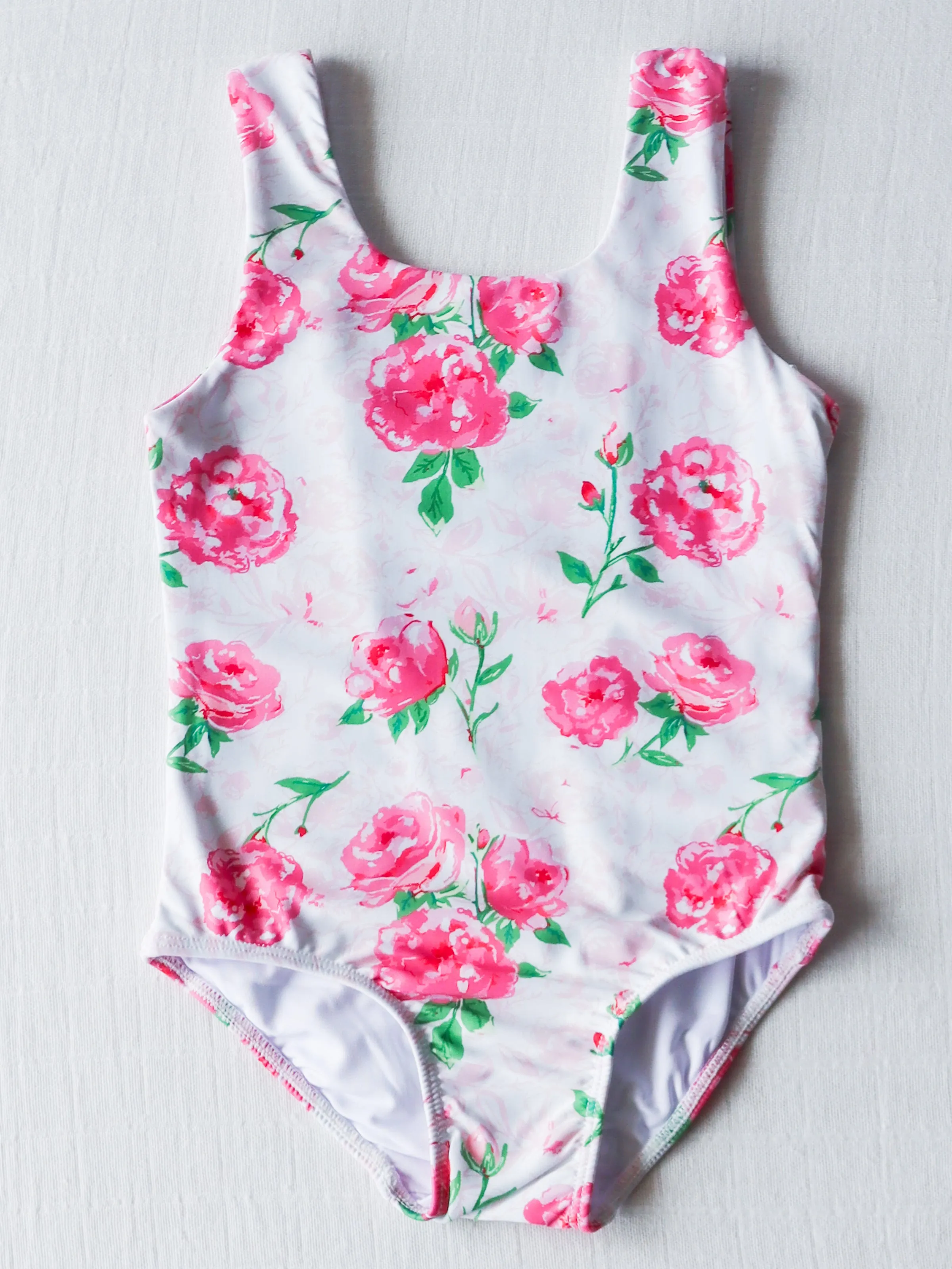 Lattice Back Leotard - Raspberry Roses