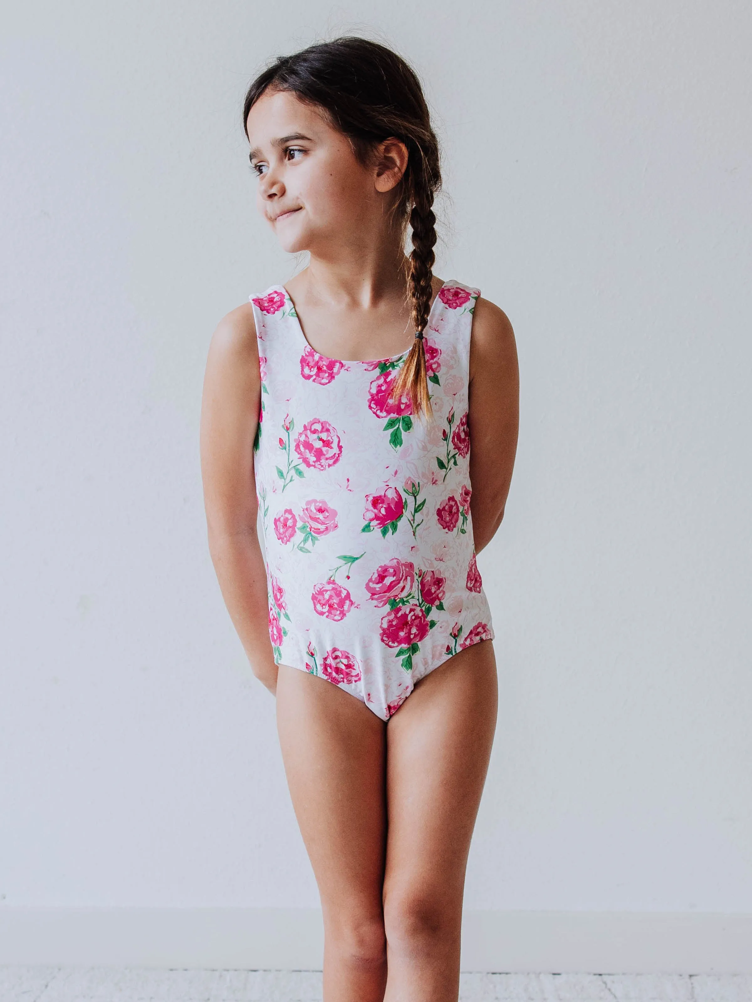 Lattice Back Leotard - Raspberry Roses