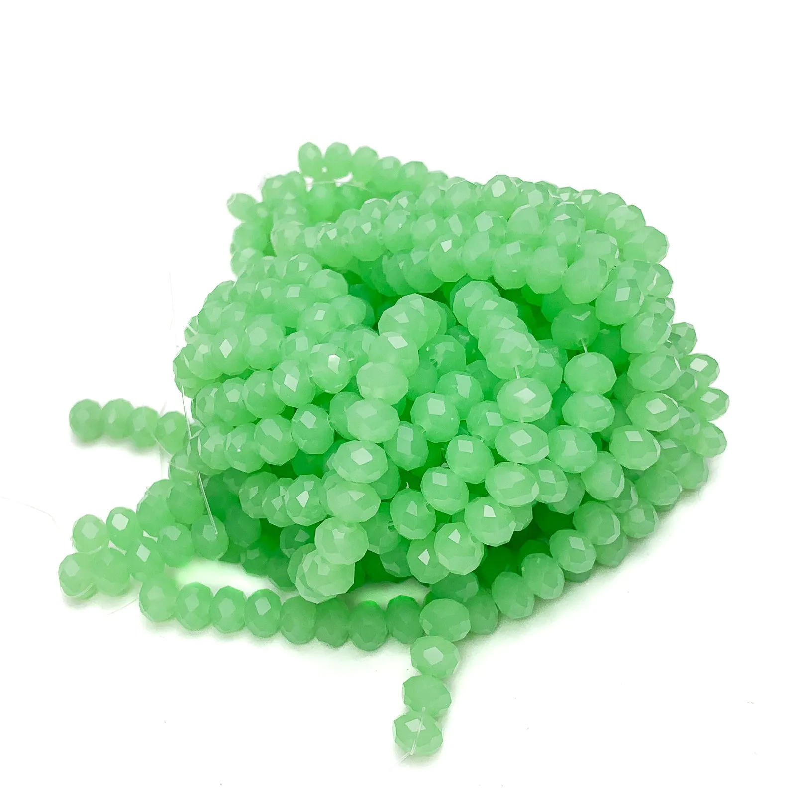 Light Green 8mm Faceted Rondelle Glass Bead Strand