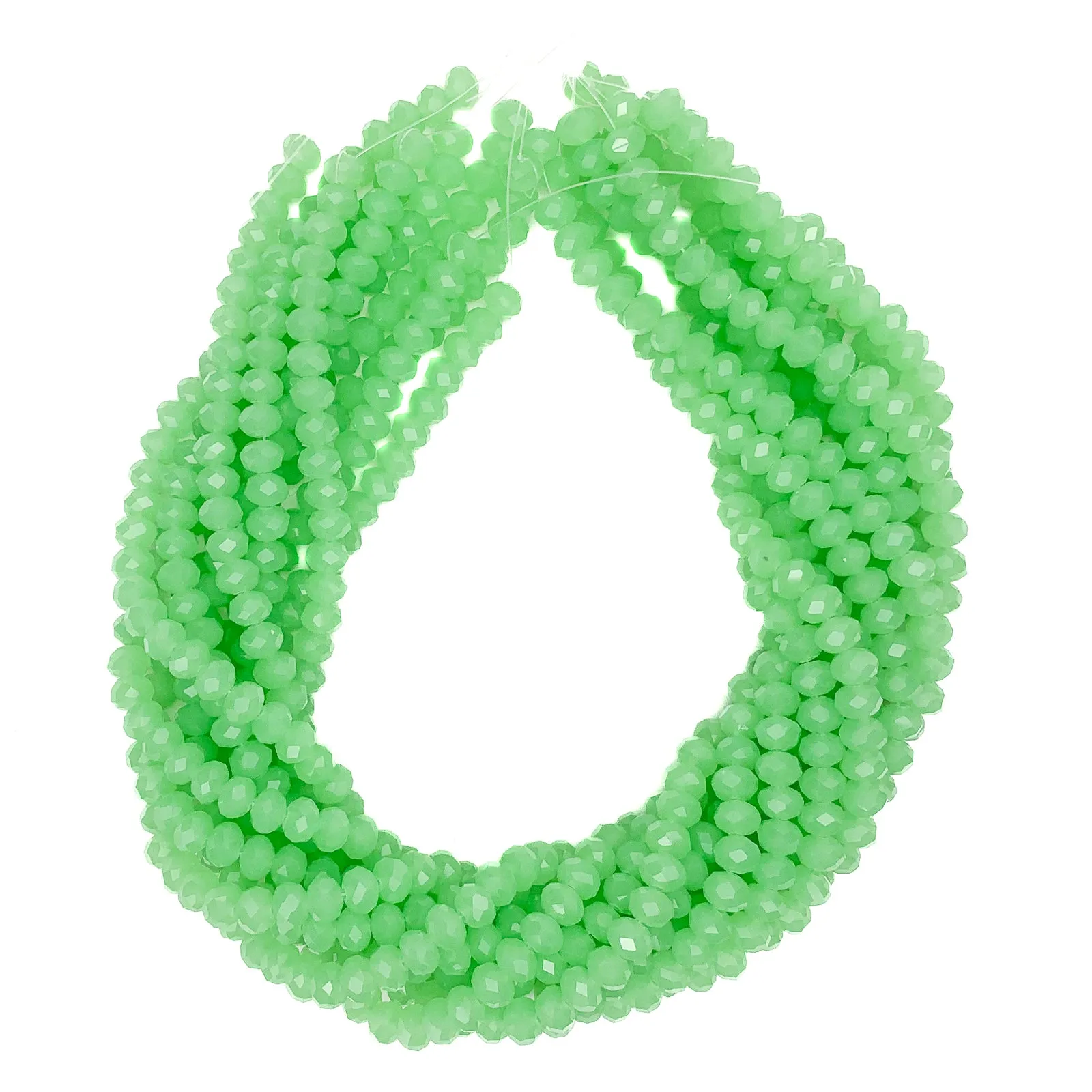 Light Green 8mm Faceted Rondelle Glass Bead Strand