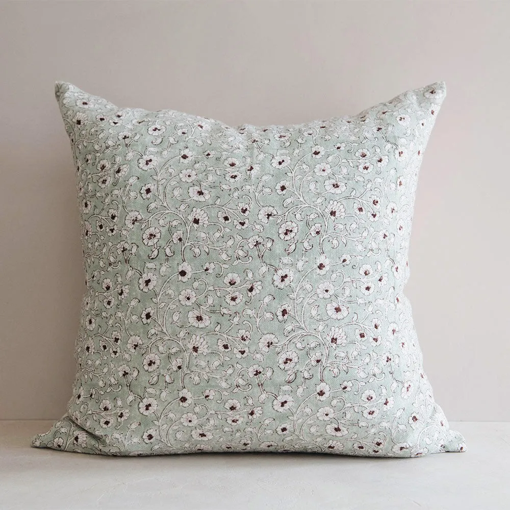 Linen Hand Block-Printed Pillow Cover No. 0231