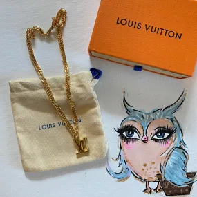 LV Charm Necklace - Gold Filled Curb Chain