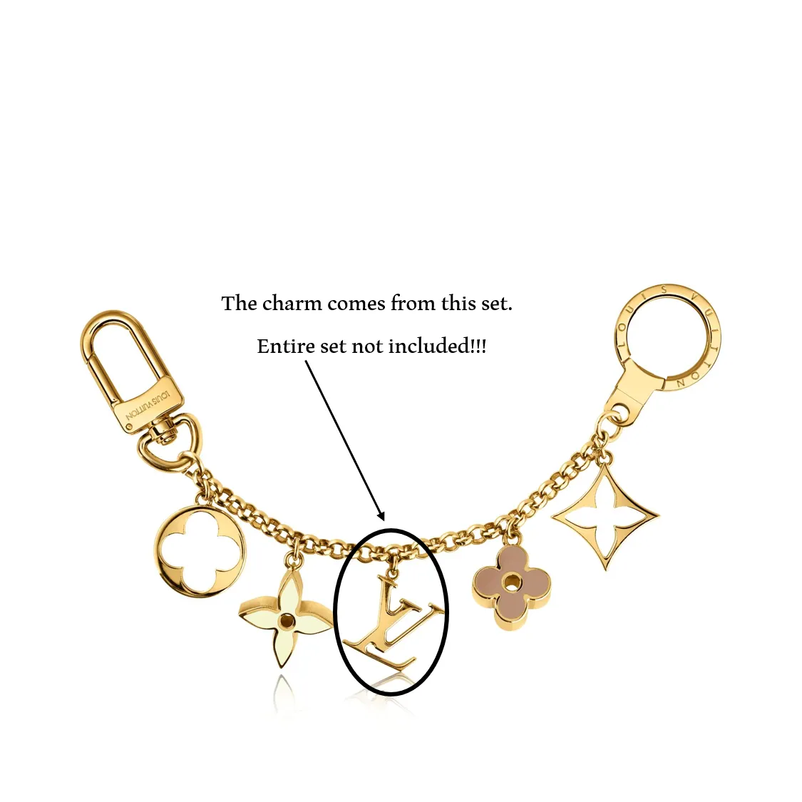 LV Charm Necklace - Gold Filled Curb Chain