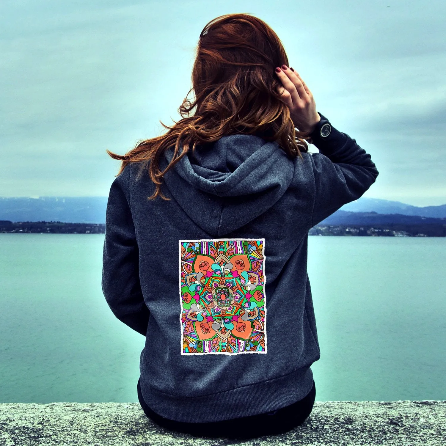 Mandala Art Design Premium Hoodie - Intricate Colors