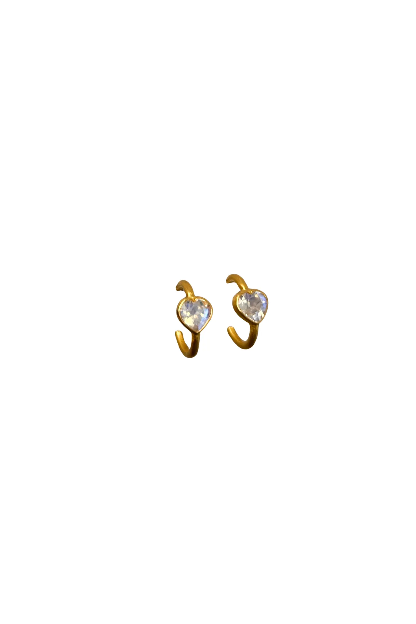 Marie Helene de Taillac Precious Rainbow Moonstone Heart Hoops