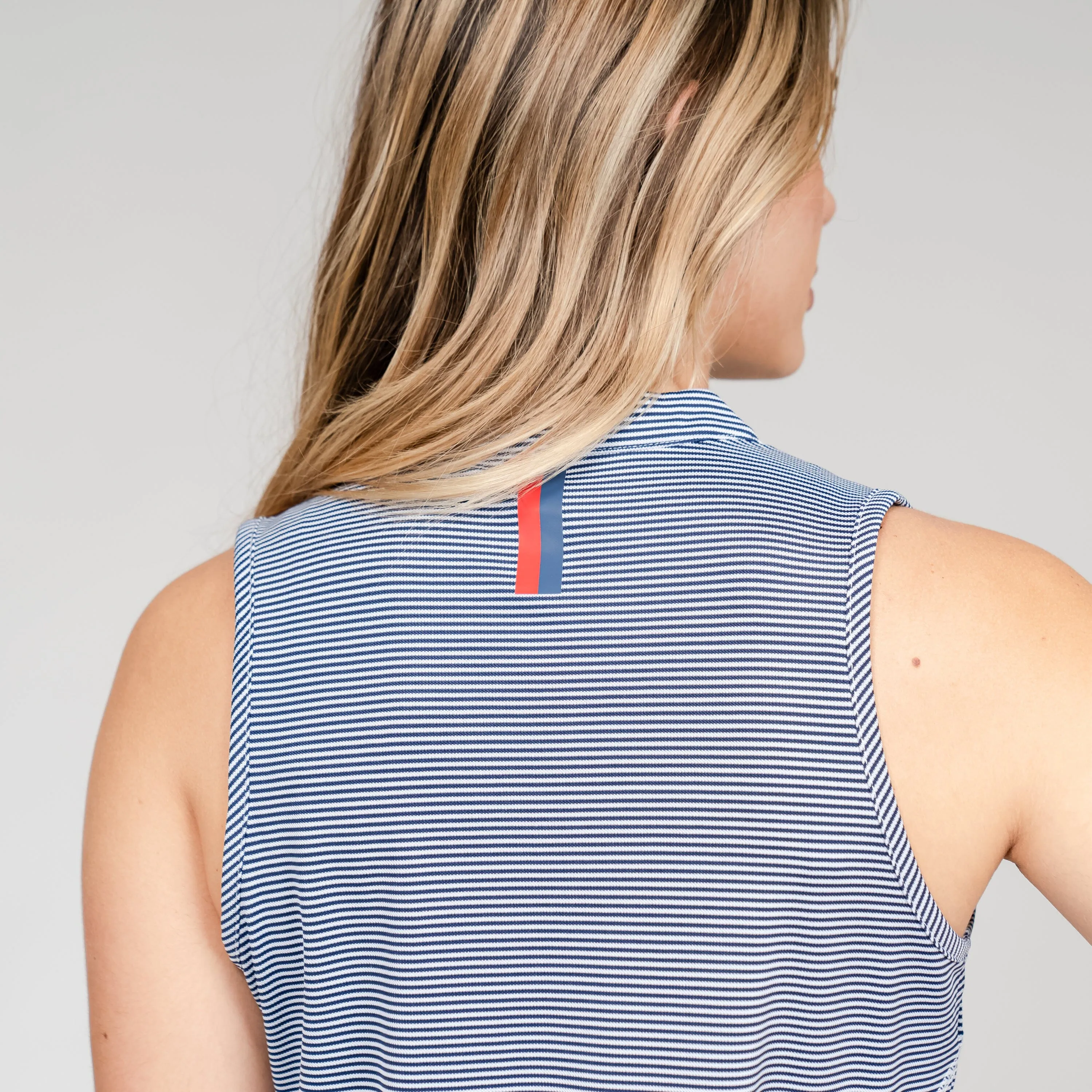 Marigold Stripe Sleeveless Zip | The Marigold Stripe - Admiral Navy/White