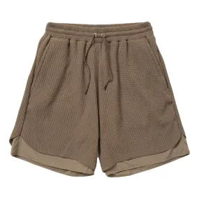 MEANSWHILE SOLOTEX WAFFLE EASY SHORTS-BROWN