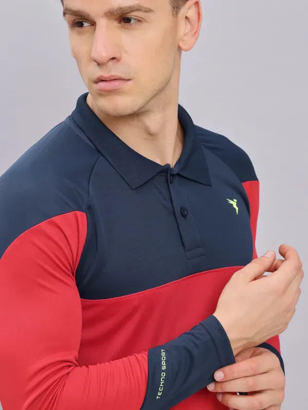 Men Colorblock Slim Fit Polo T-shirt with TECHNO COOL 