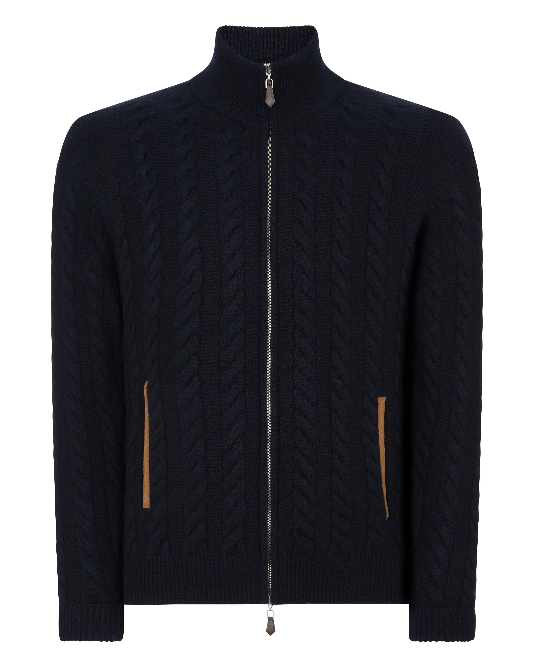 Men's Richmond Cable Cashmere Cardigan Navy Blue