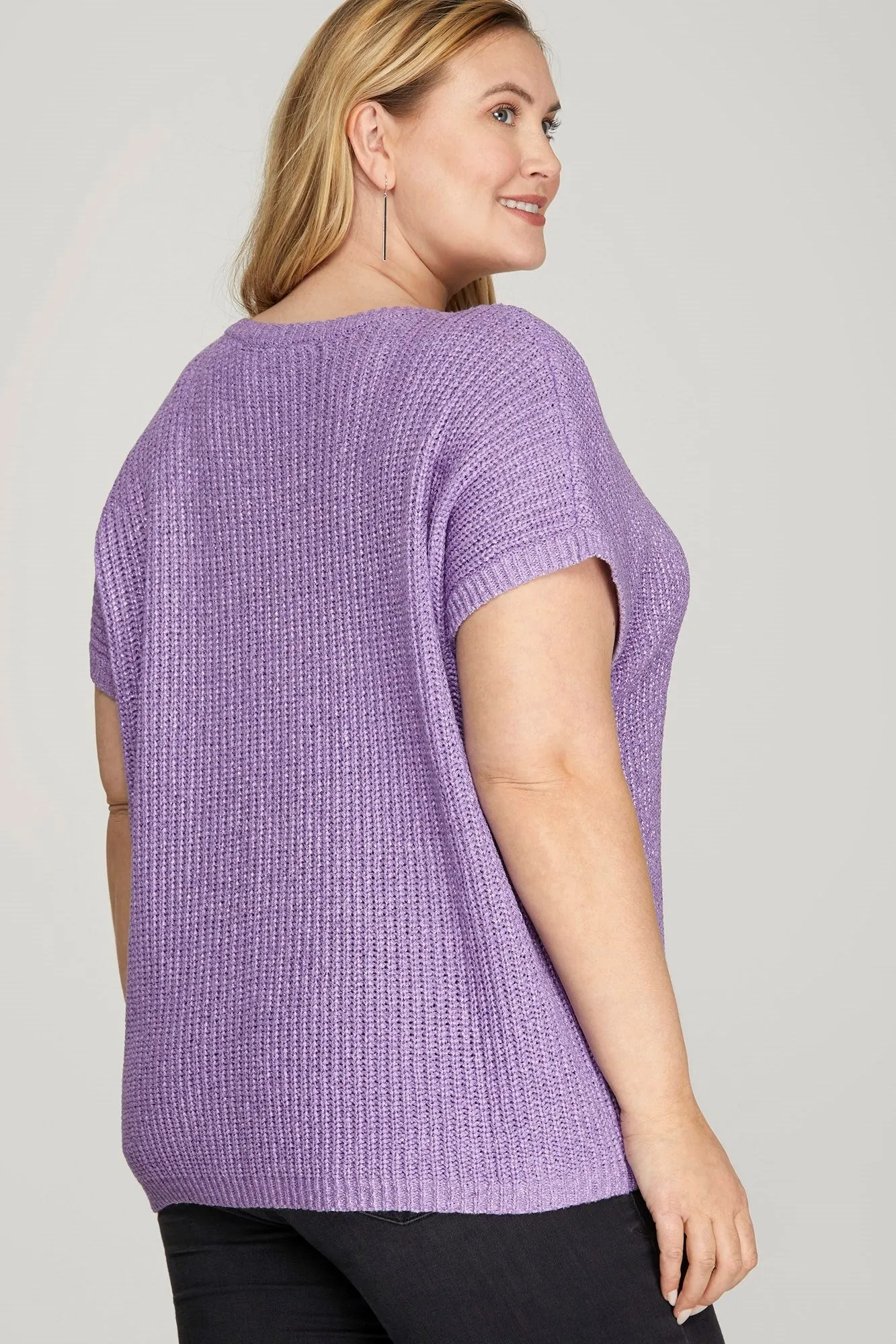 Metallic Lavender Knit Top