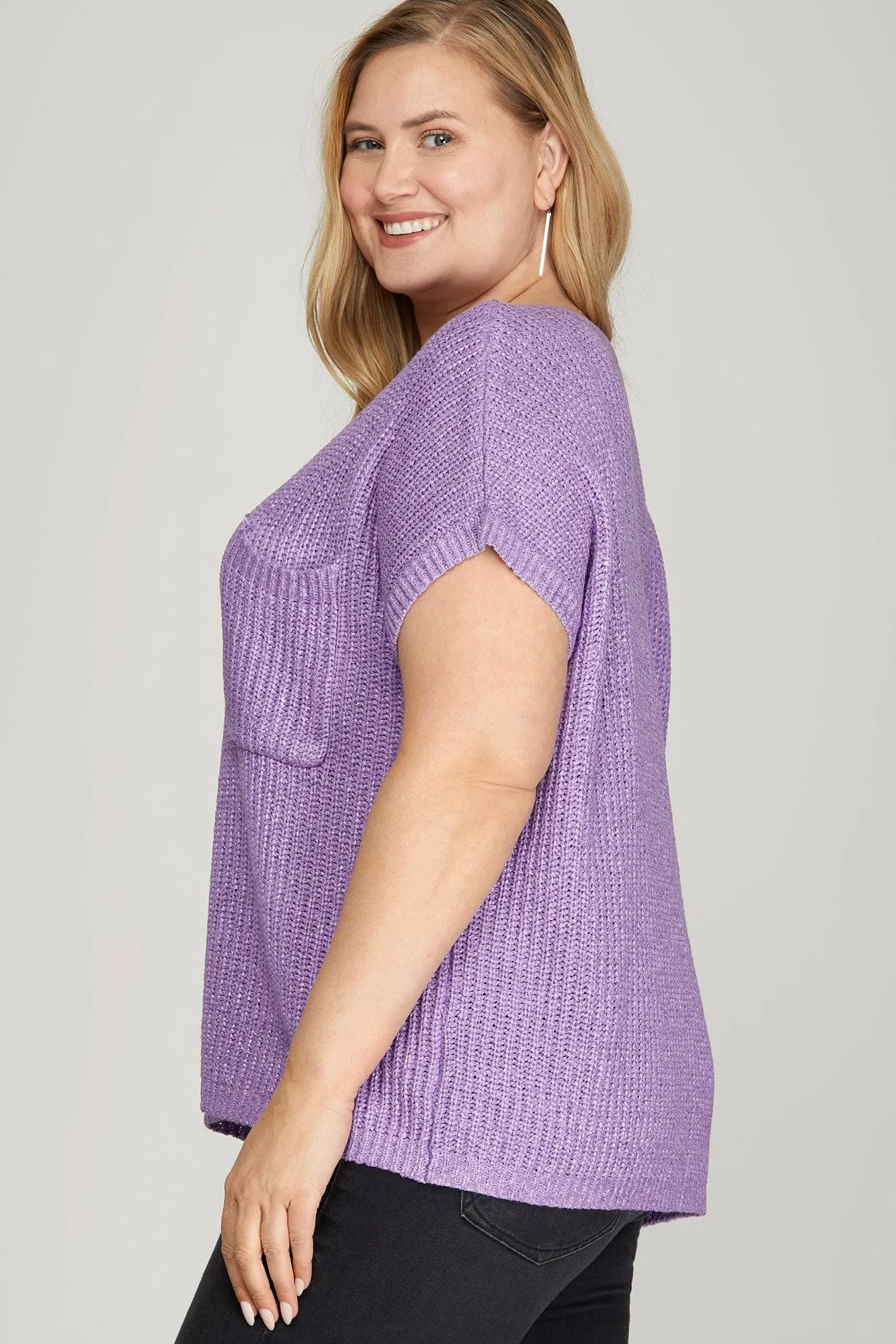 Metallic Lavender Knit Top