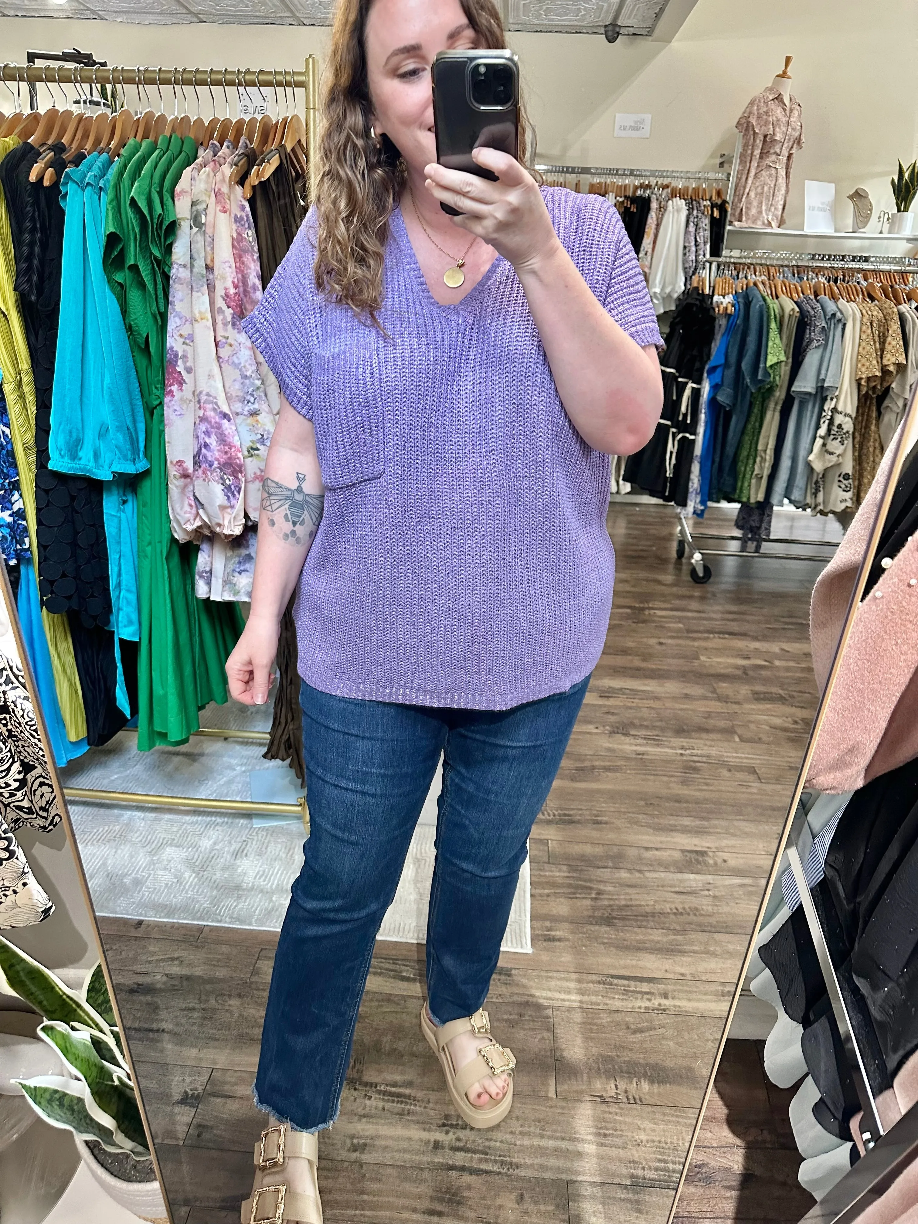 Metallic Lavender Knit Top