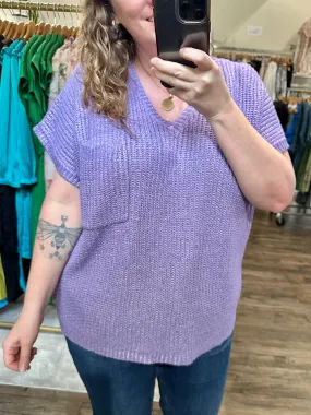 Metallic Lavender Knit Top