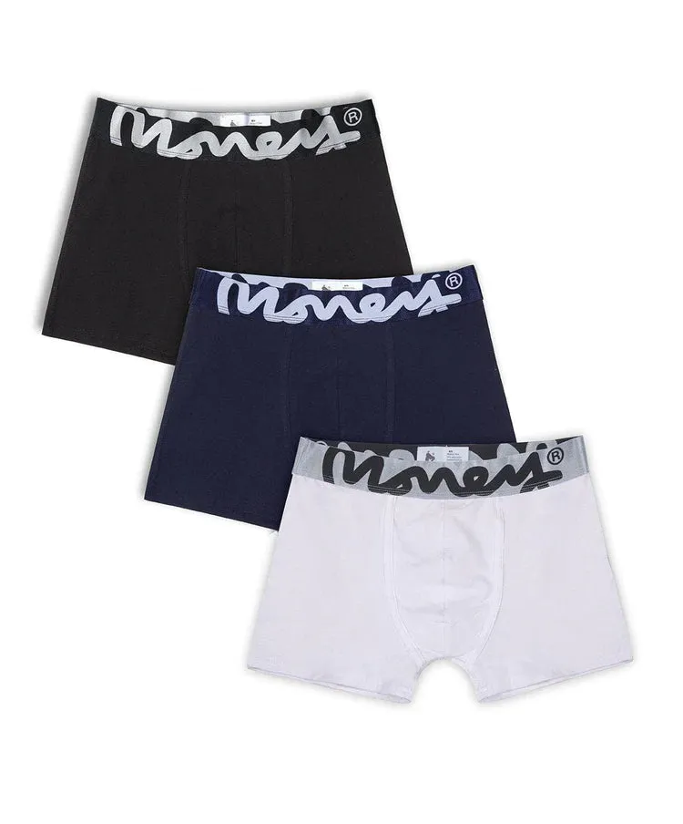 Money Clothing  Cotton Stretch Boxer Short -  Black / Navy / White