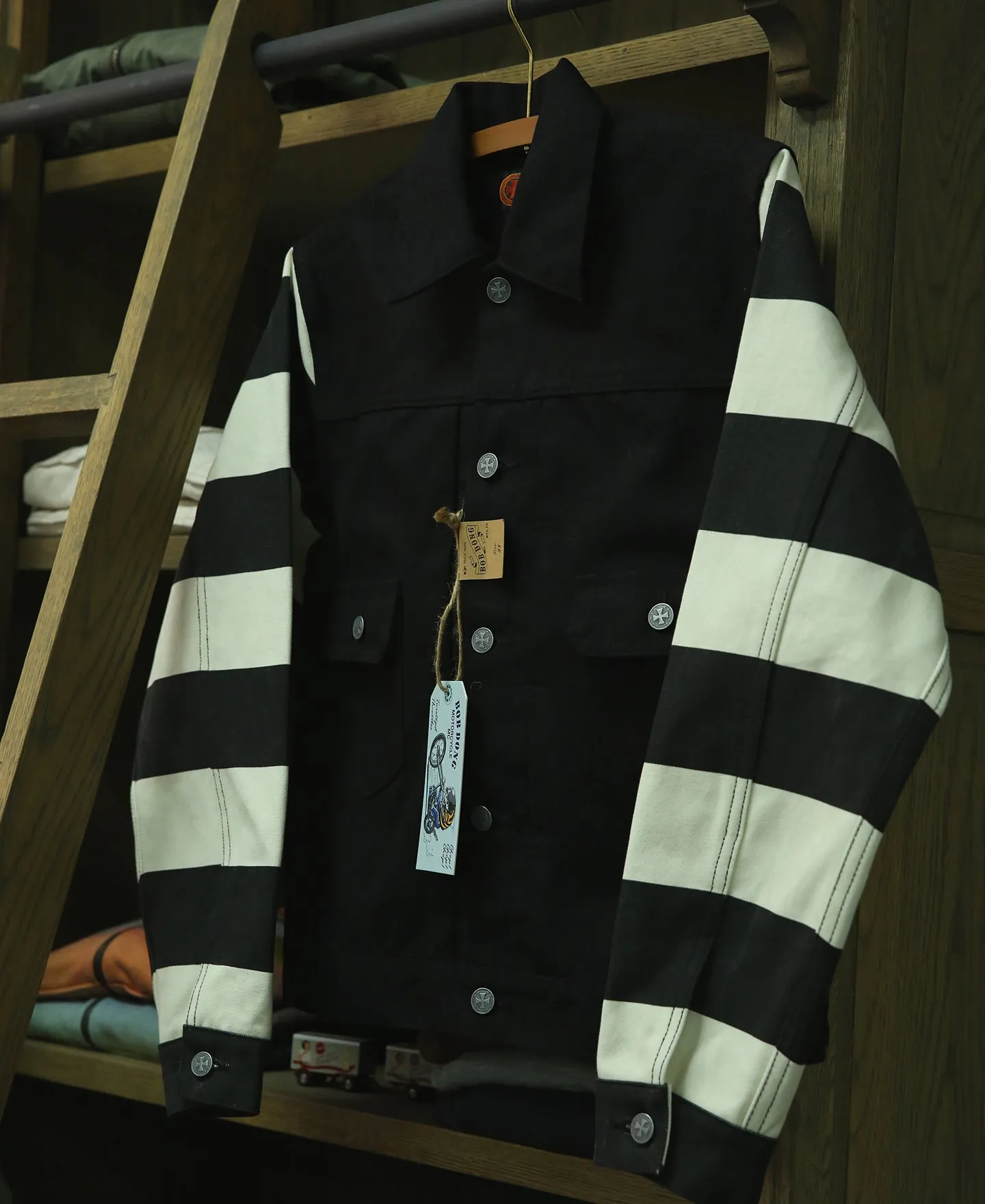 Motorcycle Style Black and White Stripe Type 2 Jacket