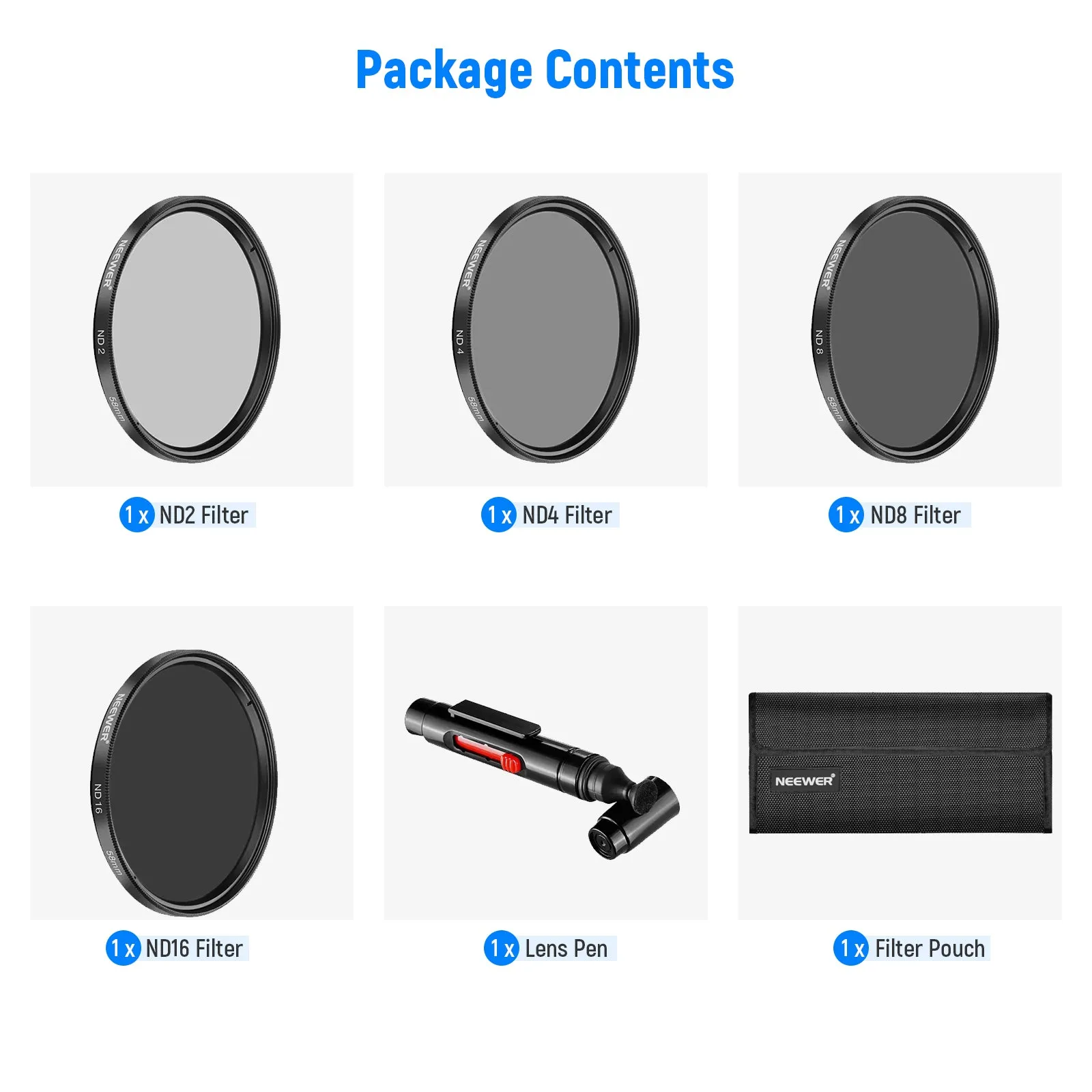 NEEWER 4 Pack ND Filter Kit