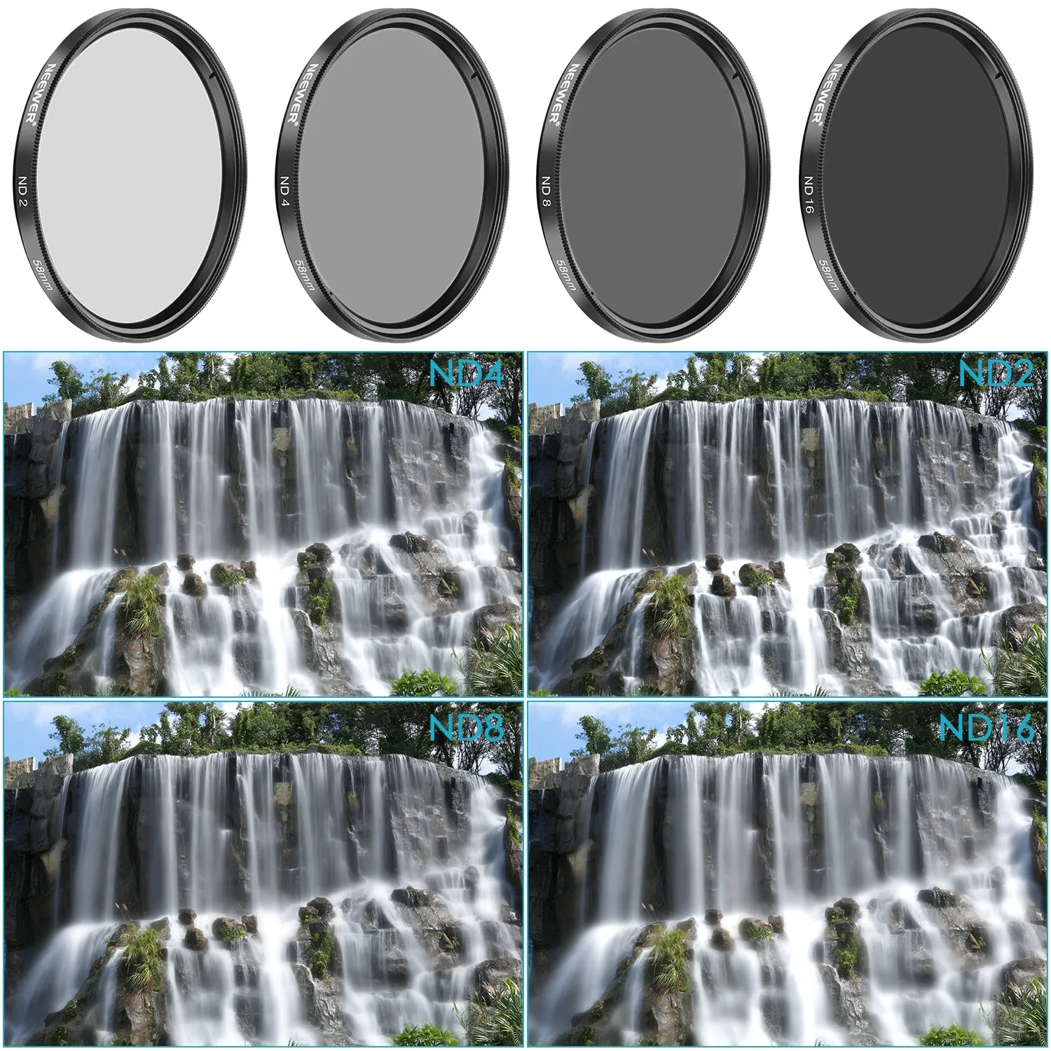 NEEWER 4 Pack ND Filter Kit