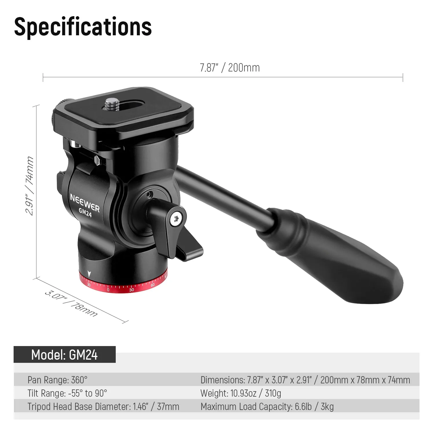 NEEWER GM24 Tripod Fluid Head