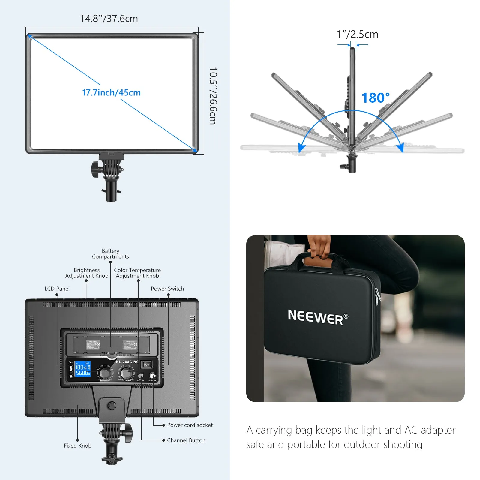 NEEWER NL288A Bi-Color LED Panel Light Kit