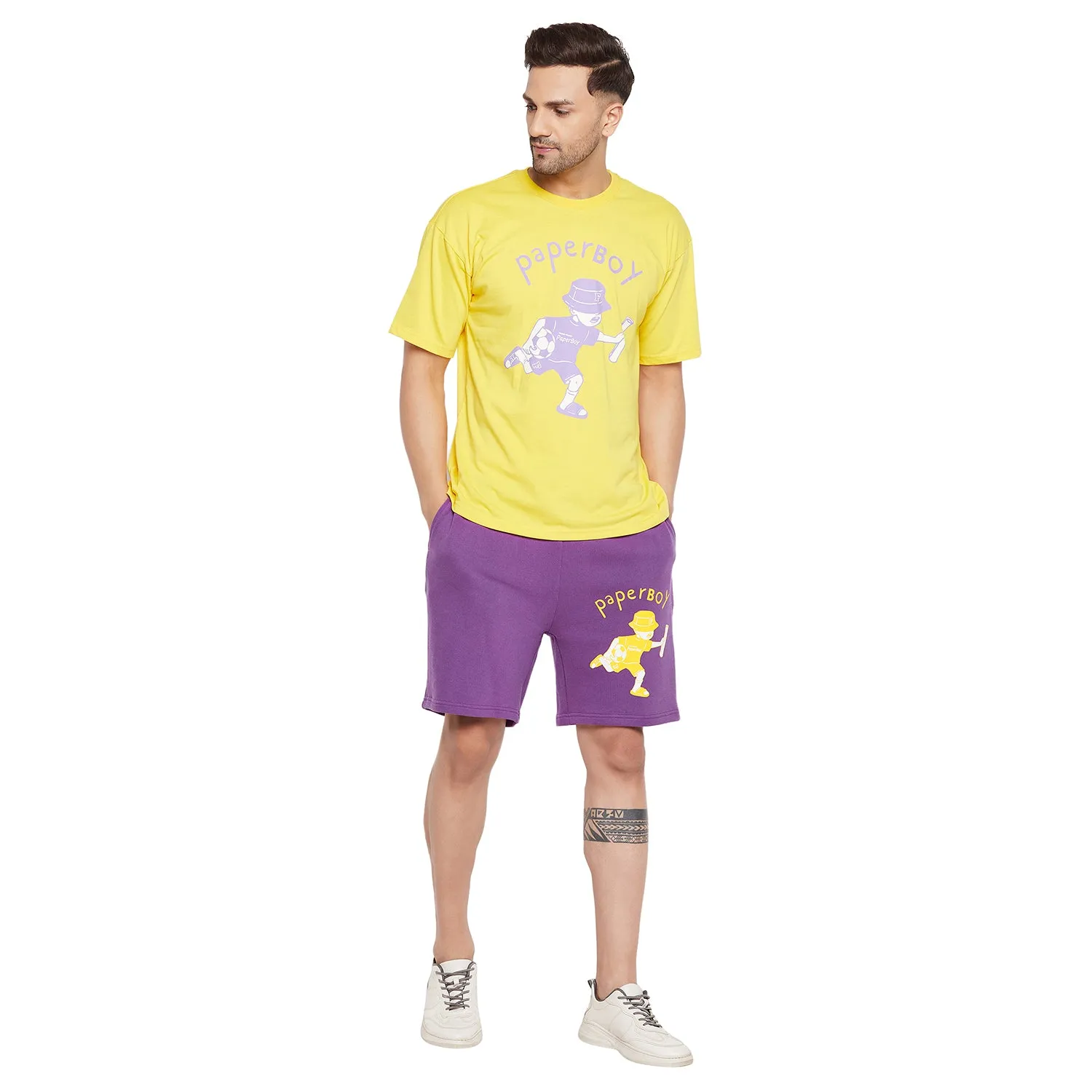 Paperboy Graphic Oversized Shorts