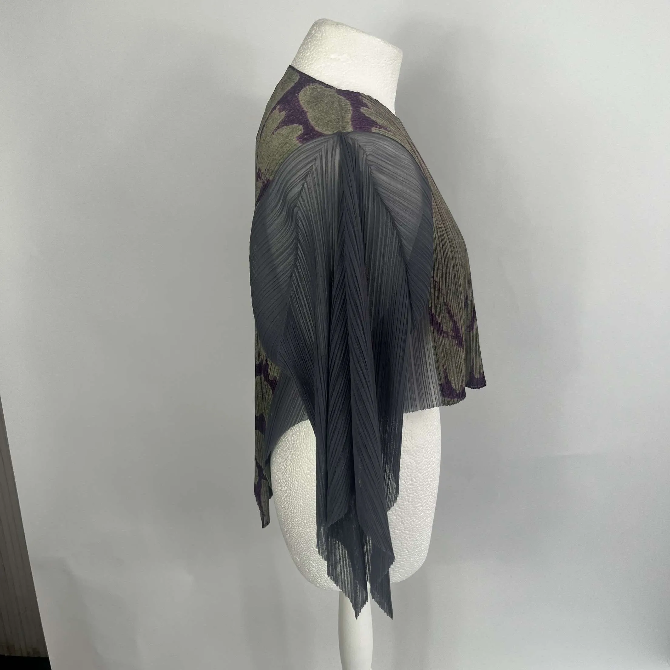 Pleats Please Violet & Grey Print Pleat Cardi Jacket XS/S/M/L/XL