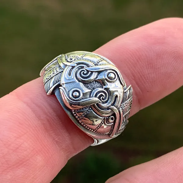 Ravens of Odin Ring - Sterling Silver