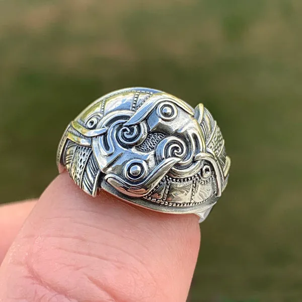 Ravens of Odin Ring - Sterling Silver