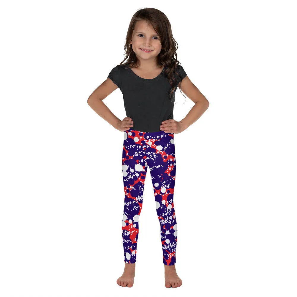 Red White Blue Bubble Kid's Leggings, Toddler, Girls and Boys Matching Family Outfits