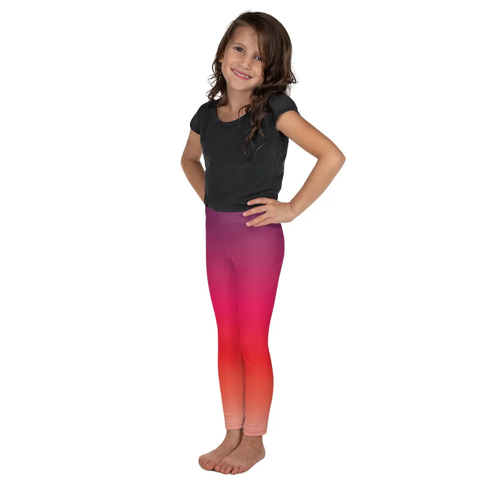 Reverse Red Gradient Kid's Leggings, Toddler, Girls and Boys Matching Family Outfits