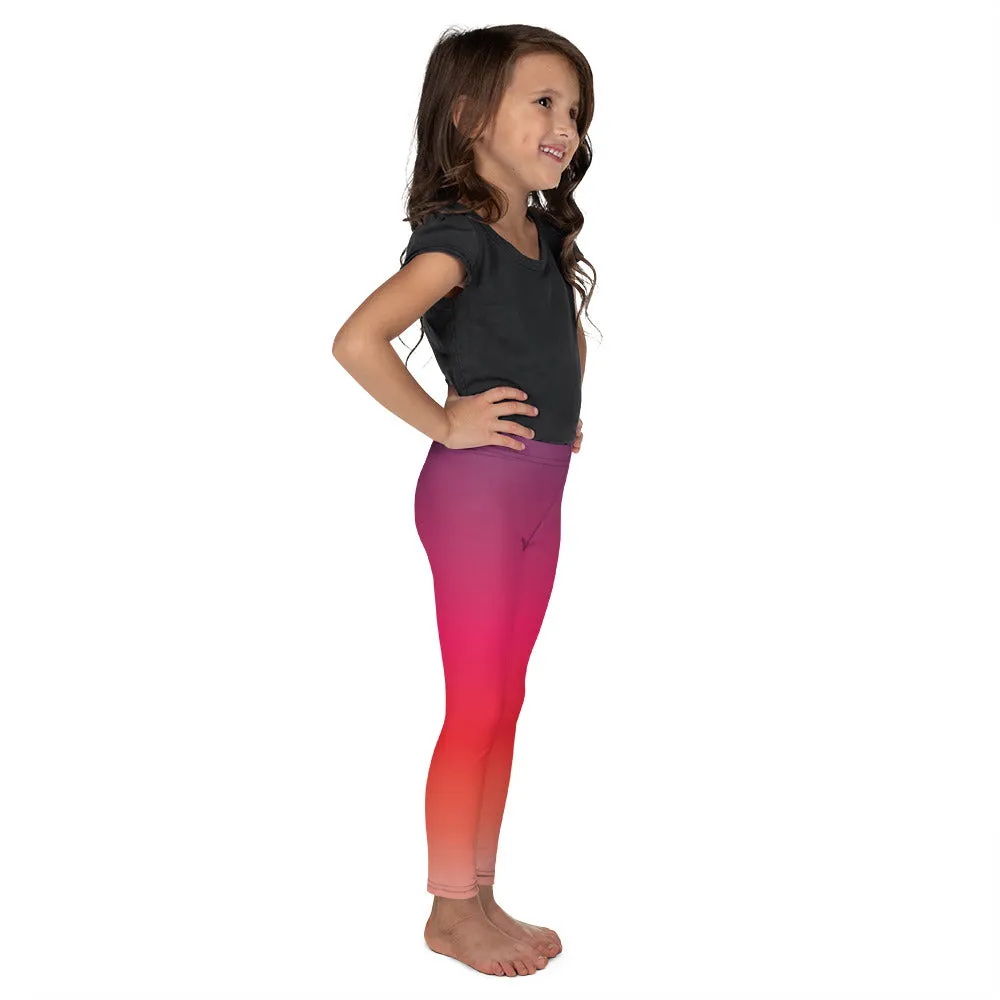 Reverse Red Gradient Kid's Leggings, Toddler, Girls and Boys Matching Family Outfits