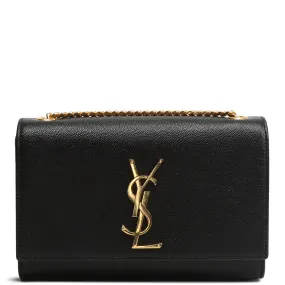 SAINT LAURENT Grain De Poudre Small Monogram Kate Bag - Black