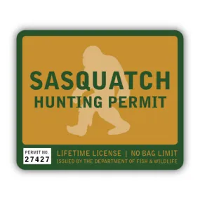 Sasquatch Hunting Permit Bigfoot Vinyl Sticker Decal