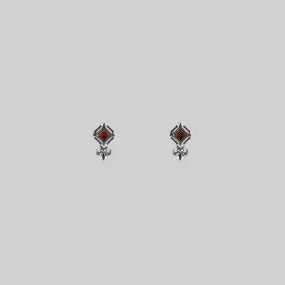 SCORN. Tiny Garnet Stud Earrings - Silver