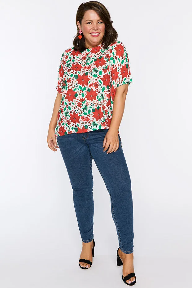 Serena Flowers Of Christmas Top