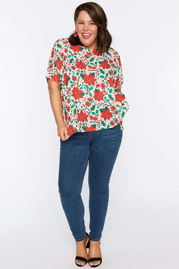 Serena Flowers Of Christmas Top