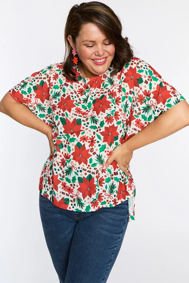 Serena Flowers Of Christmas Top