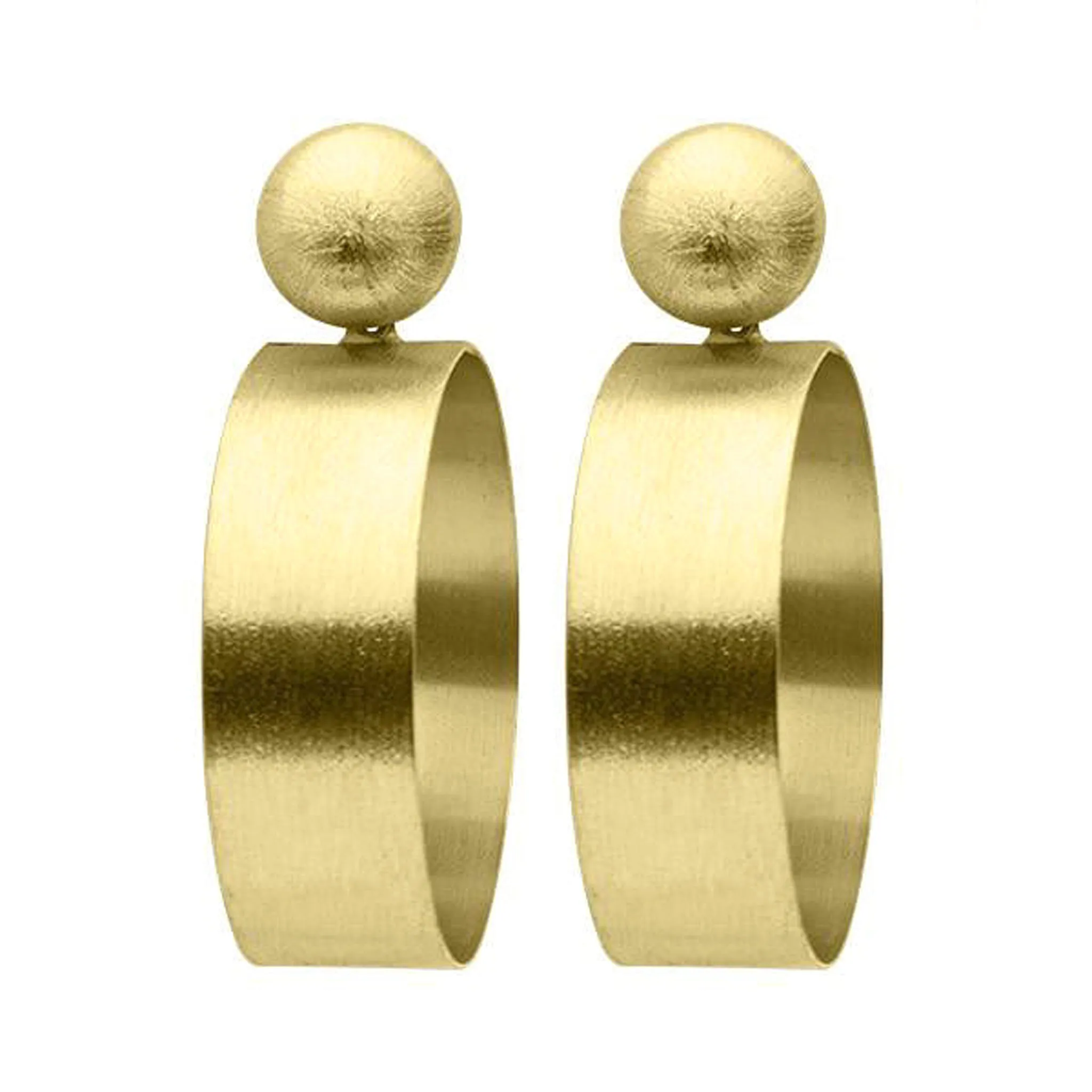 Sheila Fajl Mini Elizzie Front Facing Statement Hoop Earrings in Brushed Gold