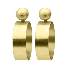 Sheila Fajl Mini Elizzie Front Facing Statement Hoop Earrings in Brushed Gold