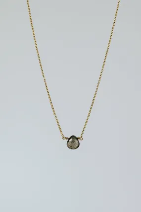 Single Stone Necklace - Labradorite 14K