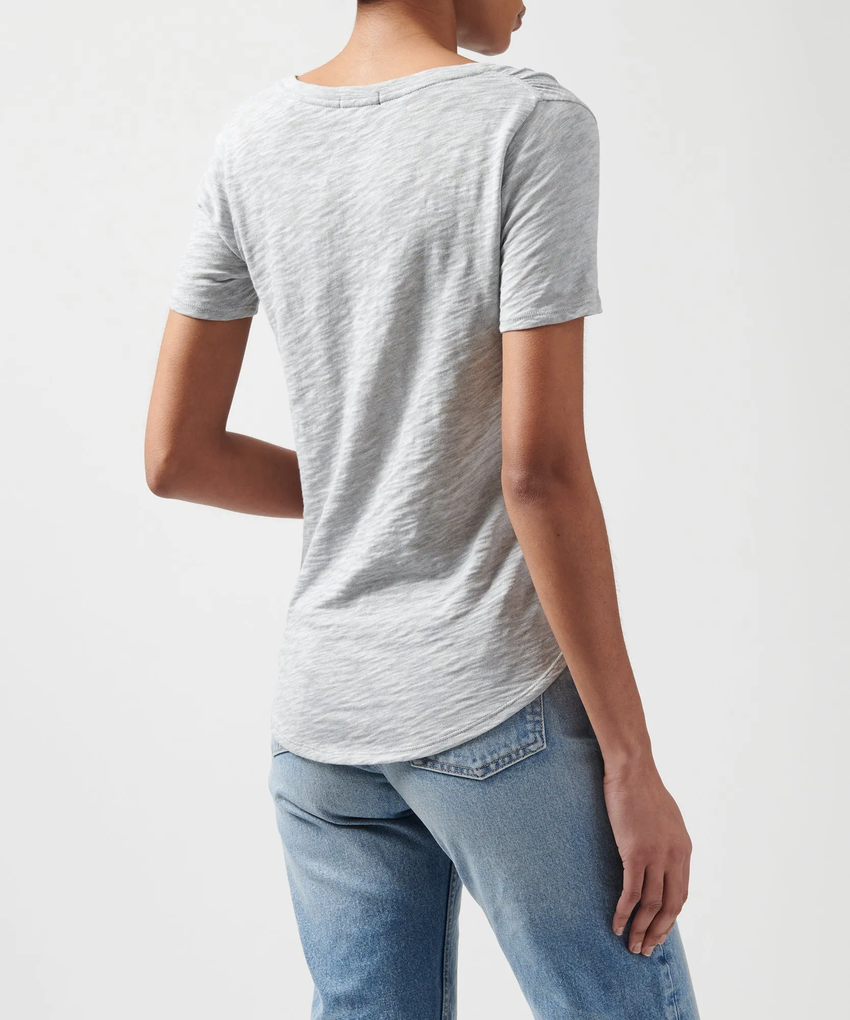 Slub Jersey Classic V-Neck Tee - Heather Grey