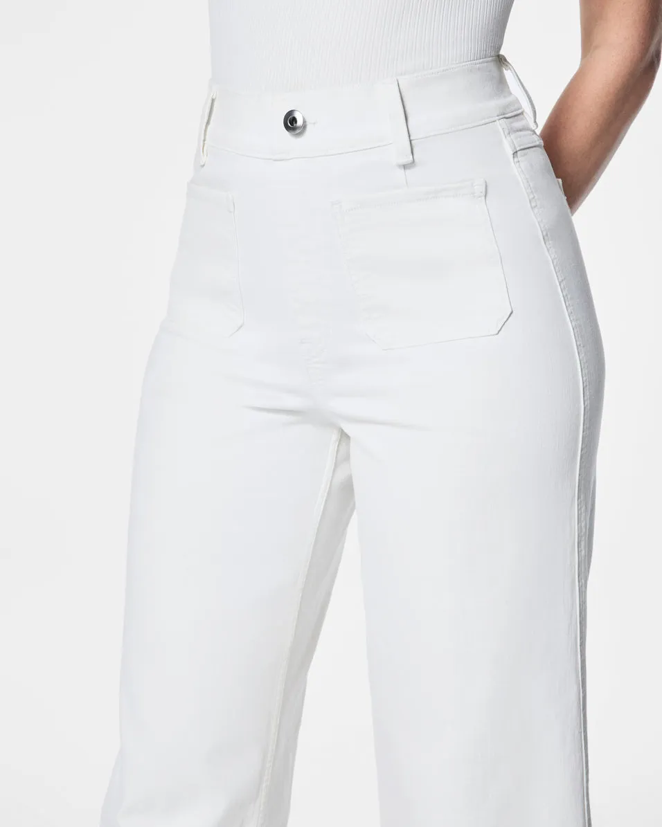 SPANXshape™ EveryWear Cropped Wide Leg Jeans with Patch Pockets, White