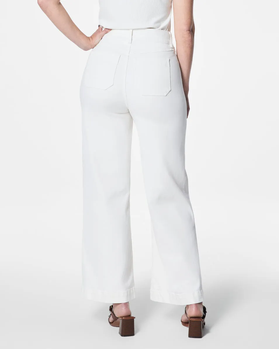 SPANXshape™ EveryWear Cropped Wide Leg Jeans with Patch Pockets, White